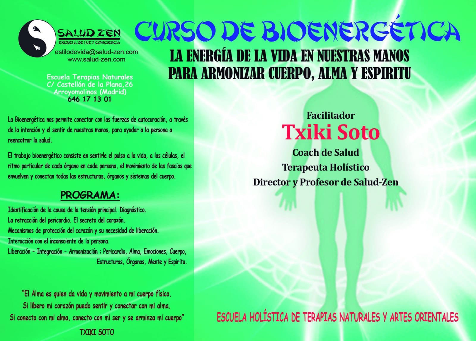 Curso de Bioenergética <br> La energía de la vida en nuestras manos. 